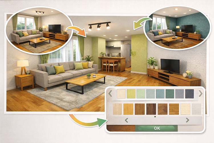 色や素材を自由に変更